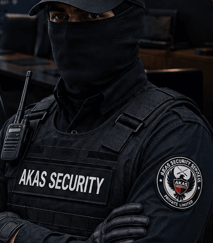 AKAS security guard with radio equipment